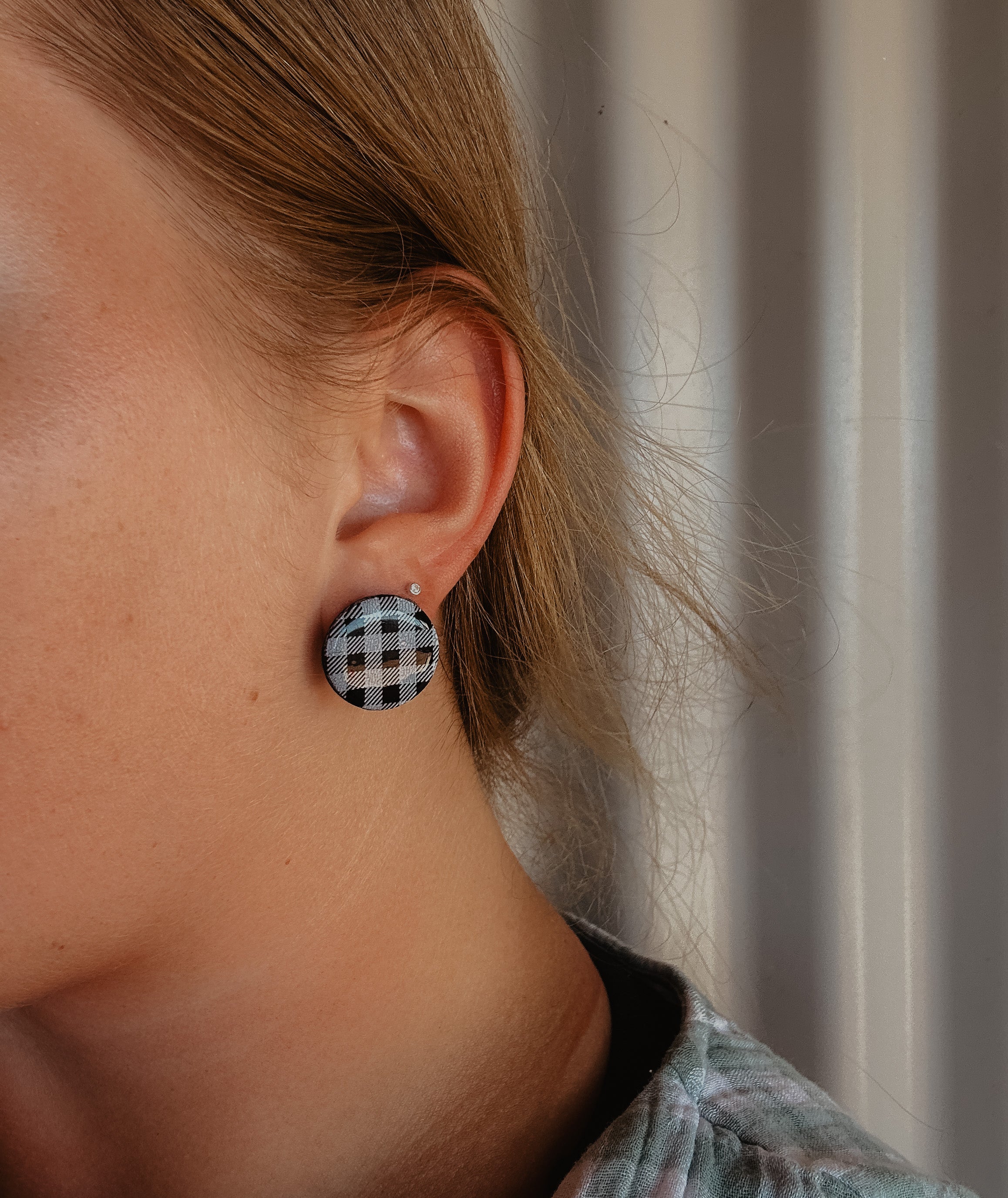 Gingham - Clay Stud Earrings