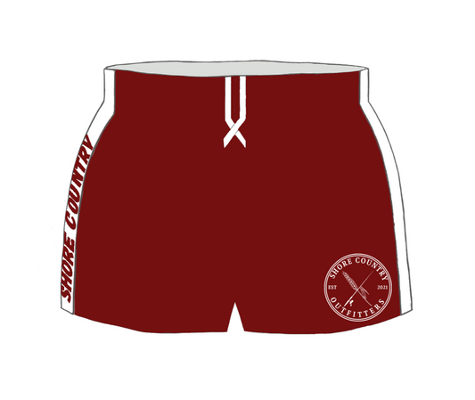 Rugby Shorts - Maroon & White