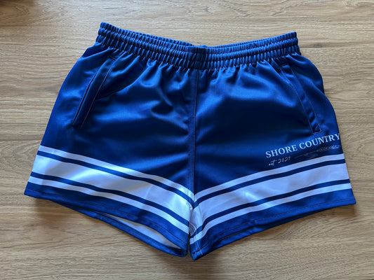 Footy Shorts - Blue & White