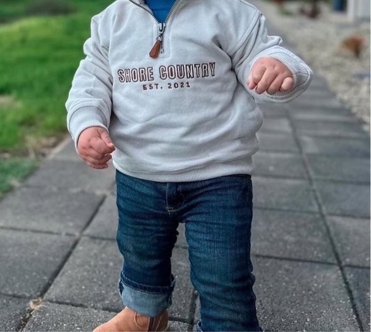 Kids Snowy River 1/4 Zip Jumper - Bone