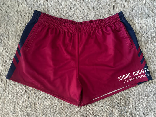 Footy Shorts - Maroon & Navy