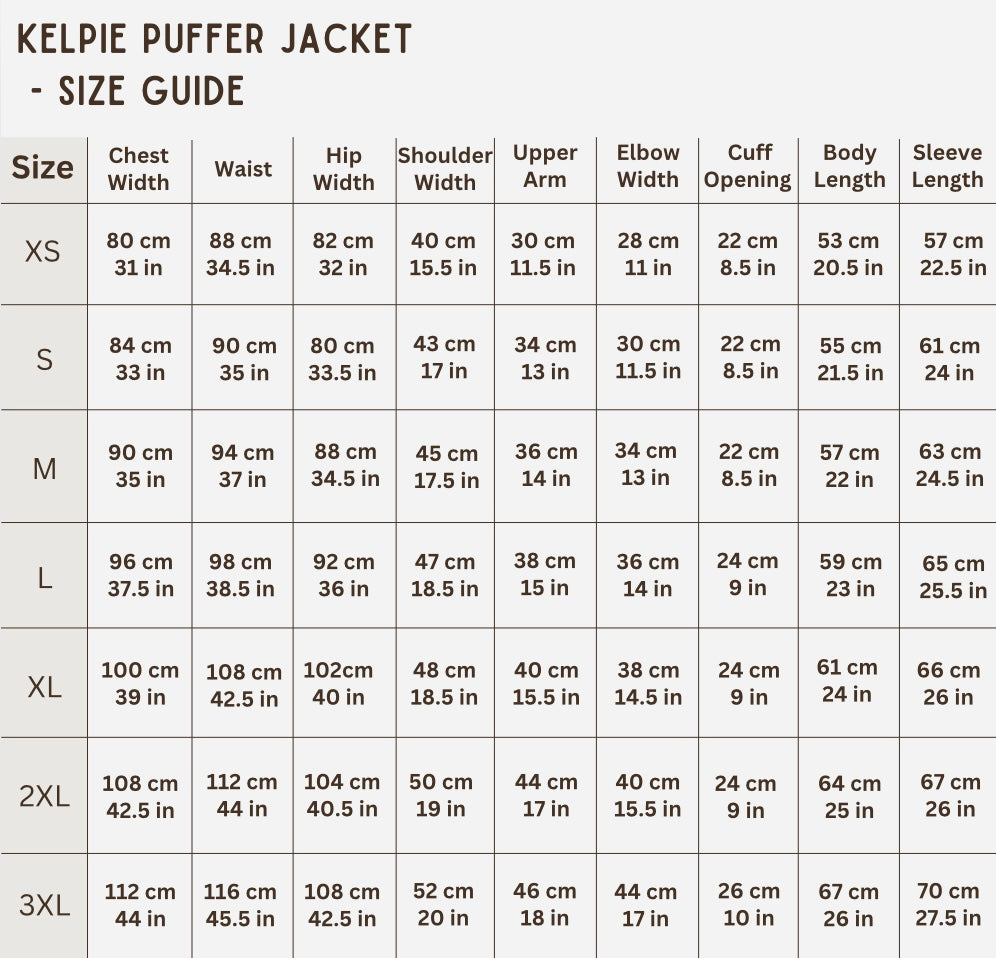 Kelpie Puffer Jacket - SIZE UP