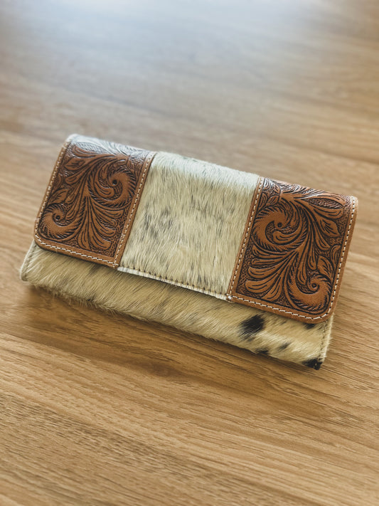 Dampier Hand Tooled Wallet - Salt & Pepper