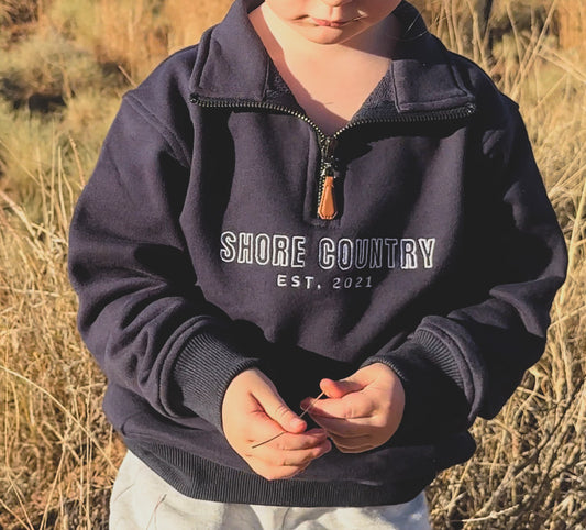 Kids Snowy River 1/4 Zip Jumper - Navy