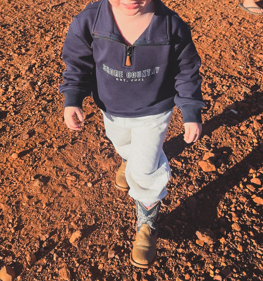 Kids Snowy River 1/4 Zip Jumper - Navy