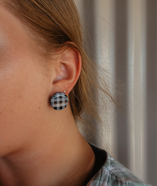 Gingham - Clay Stud Earrings